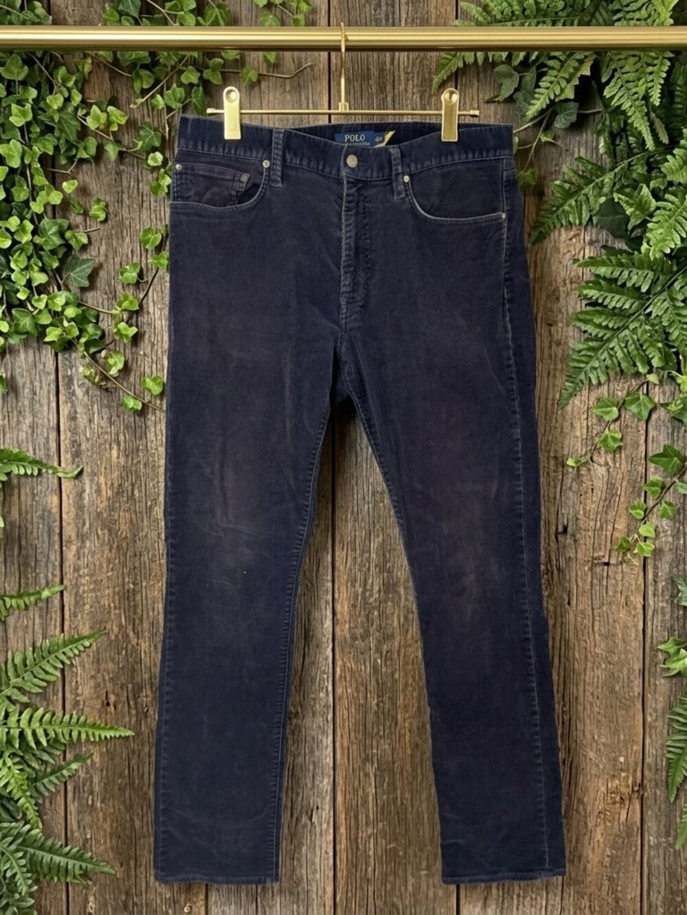 Polo Ralph Lauren Varick Pants 34x34 (Inseam 31.5) Blue Corduroy Straight Slim